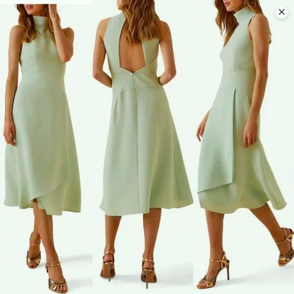 green emerald velvet dress Reiss Soft Mint Green Lark Lace Overlay Dress UK 12 US 8 EU 40 RRP 190
